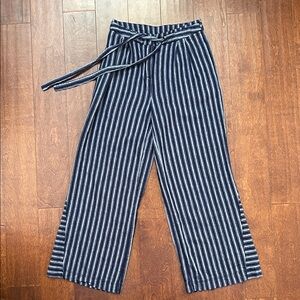 Laundry by Shelli Segal Navy and White Striped Linen Blend Pants, Size 4